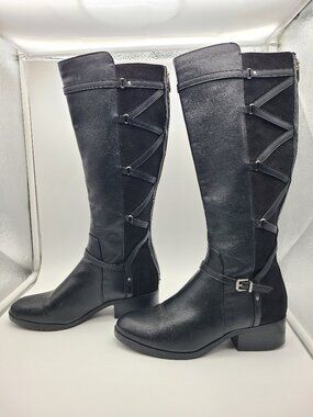 Adrienne Vittadini Mackey knee high buckle boot size 8 1/2 pre-owned